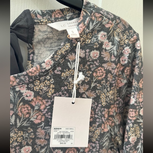 Lauren Conrad Gray Floral Lace Shirt - Picture 3 of 3